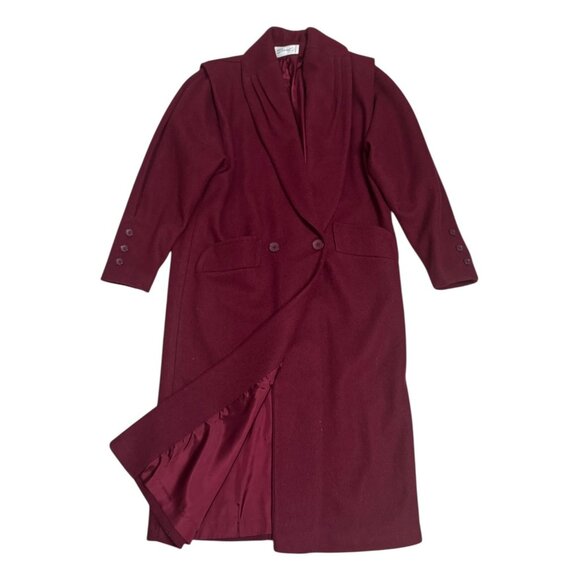 SARIL Wool Vintage 90s Red Luxury Designer Business Winter Pea Coat Womens Large - Picture 1 of 8